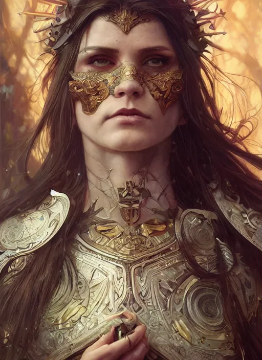 Prompt: realistic illustration, pride, intricate, primal, highly detailed, digital, deviantart, concept, sexy orc shield - maiden, smooth, sharp focus, illustration, art by artgerm and greg rutkowski and alphonse mucha
