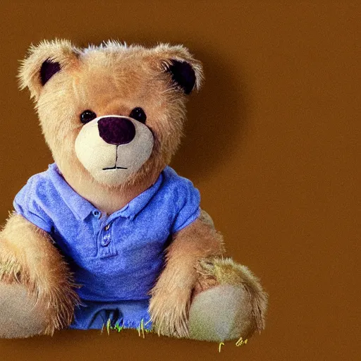 Image similar to Brendan Fraser as a cute fluffy teddy bear, digital art