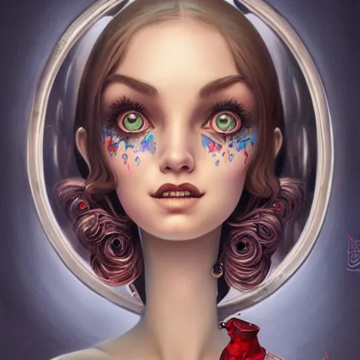 Prompt: Lofi surprise portrait Pixar style by Joe Fenton and Stanley Artgerm and Tom Bagshaw and Tim Burton