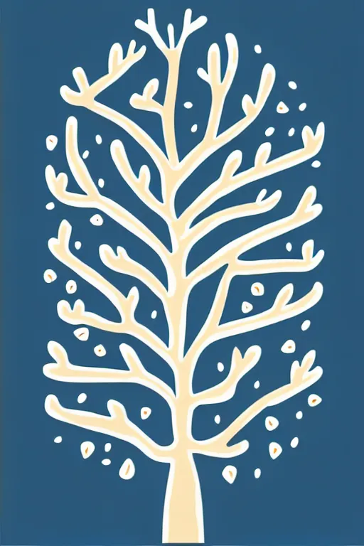 Prompt: doodle scandi winter tree, sticker - art, svg vector, adobe - illustrator