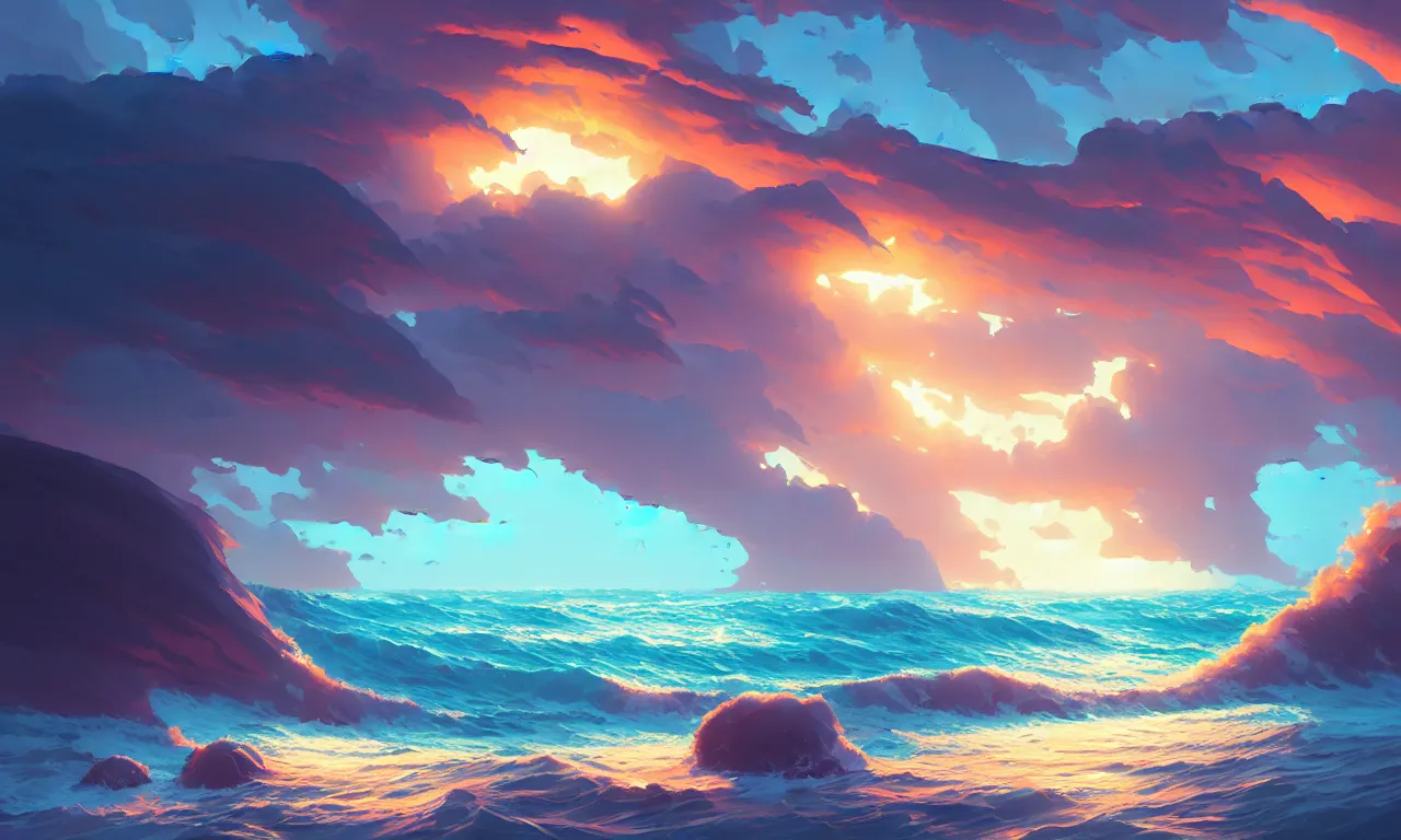 Image similar to stormy ocean, behance hd by Jesper Ejsing, by RHADS, Makoto Shinkai and Lois van baarle, ilya kuvshinov, rossdraws global illumination