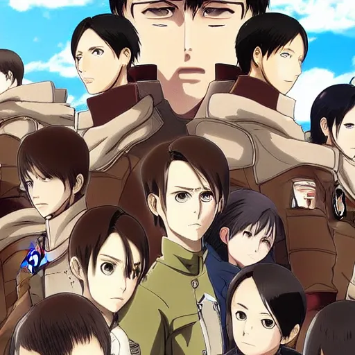 Prompt: attack on titan family photo
