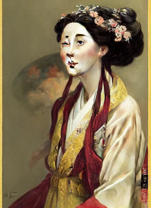 Prompt: detailed portrait of fan bingbing wearing hanfu, natural light, painting by gaston bussiere, craig mullins, j. c. leyendecker