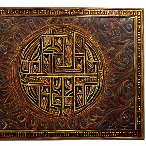 Prompt: assyrian asymmetrical symmetry, oil painting