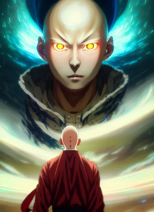 Saitama Wallpaper Sitting by the shore : r/AiAnimeArt