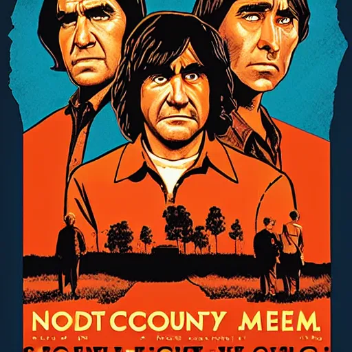 Prompt: no country for old men movie poster, disney cartoon