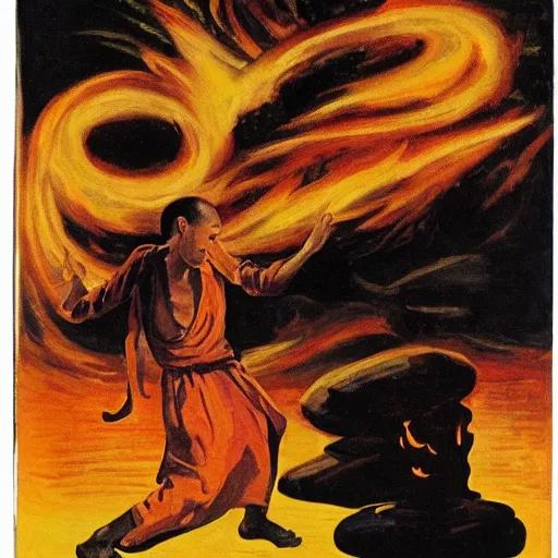 Image similar to the burning monk - malcom browne, 1 9 6 3