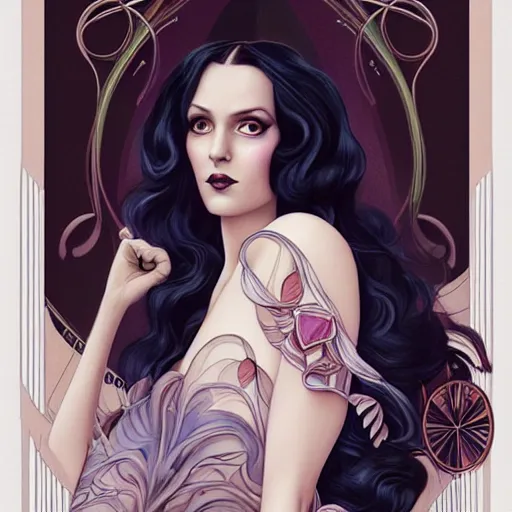 Image similar to an art nouveau, ( streamline moderne ), multi - racial portrait in the style of anna dittmann and charlie bowater and loish. very large, clear, expressive, and intelligent eyes. symmetrical, centered, ultrasharp focus, dramatic lighting, photorealistic digital matte painting, intricate ultra detailed background.
