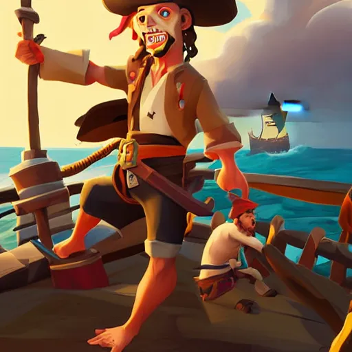 Image similar to painting jack the pirate on sea of thieves game avatar hero smooth face median photoshop filter cutout vector behance hd by jesper ejsing, by rhads, makoto shinkai and lois van baarle, ilya kuvshinov, rossdraws, illustration, art by ilya kuvshinov and gustav klimt