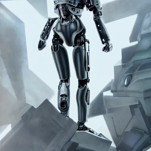 Prompt: beutiful white girl cyborg, full body, alfred kelsner, artstaition, epic composition