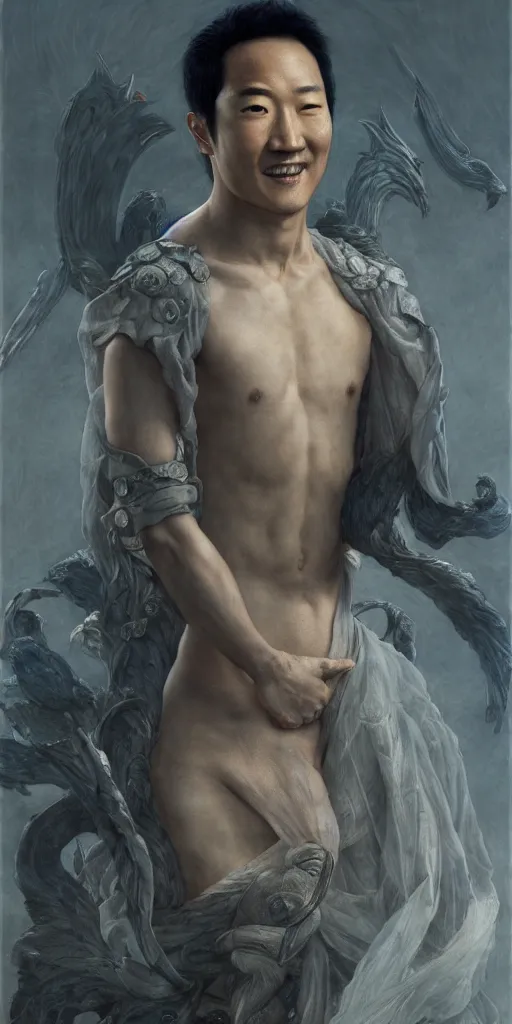 Image similar to leonardo nam, fame of thrones masterpiece by edgar maxence and ross tran and michael whelan, gustav dore, 8 k, octane render