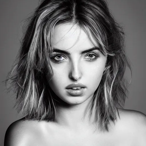 Prompt: a portrait photo of ana de armas, high quality, studio photography, artistic, beautiful, in the style of richard avedon