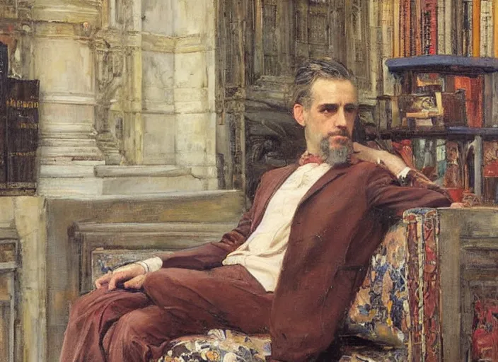 Image similar to an oil on canvas portrait of Dr Jordan Peterson, intrincate and very detailed, by john william waterhouse and Edwin Longsden Long