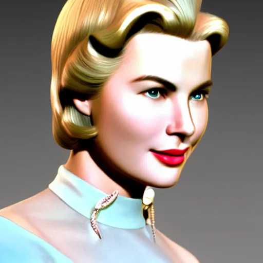 Image similar to 3 d render of grace kelly