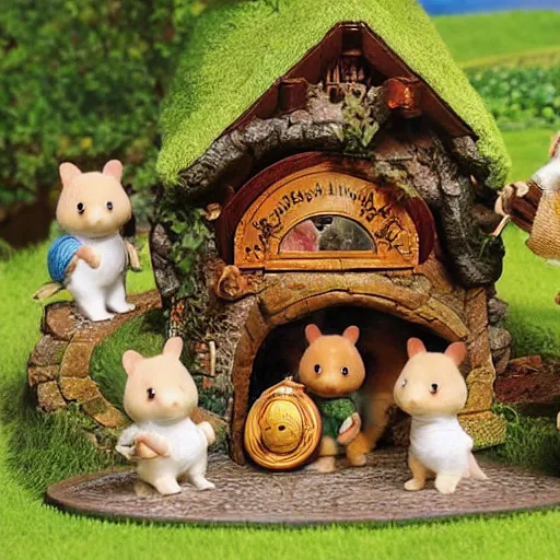 Image similar to lord of the rings calico critters in the shire