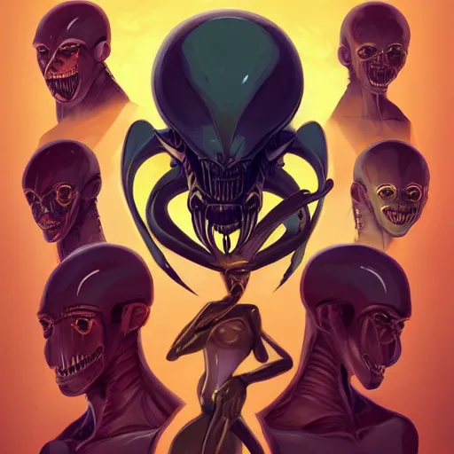 Image similar to face icon stylized minimalist xenomorphs, loftis, cory behance hd by jesper ejsing, by rhads, makoto shinkai and lois van baarle, ilya kuvshinov, rossdraws global illumination