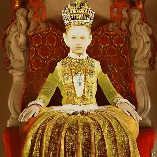 Prompt: The royal tomb, jewelpunk, each indiviual person is on display, posed as they were in life, encased forever in diamond, very beautiful, each body is lit from above. Princess Soraha, age 10