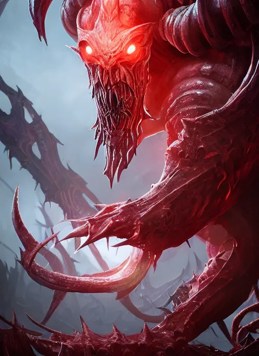 Image similar to abyssal demon, ultra detailed fantasy, elden ring, realistic, dnd character portrait, full body, dnd, rpg, lotr game design fanart by concept art, behance hd, artstation, deviantart, global illumination radiating a glowing aura global illumination ray tracing hdr render in unreal engine 5