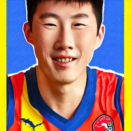 Prompt: portrait of son heung min in the style of dinotopia