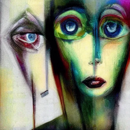 Image similar to The computer art is an abstract portrait of a woman. The woman's face is divided into two halves, one half is black and the other is white. The woman's eyes are large and staring. The computer art is full of energy and movement. post-impressionism by Enki Bilal, by Paolo Roversi calm, ultradetailed