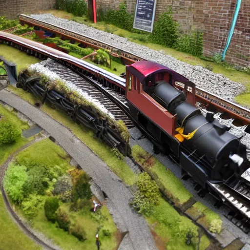 Prompt: large model railway viewed from above