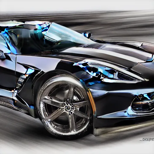 Image similar to portrait of a corvette champagne hybrid, digital art