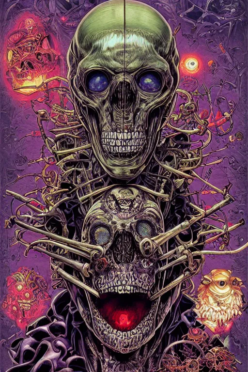 Prompt: portrait of crazy roborts skeletor, symmetrical, by yoichi hatakenaka, masamune shirow, josan gonzales and dan mumford, ayami kojima, takato yamamoto, barclay shaw, karol bak, yukito kishiro