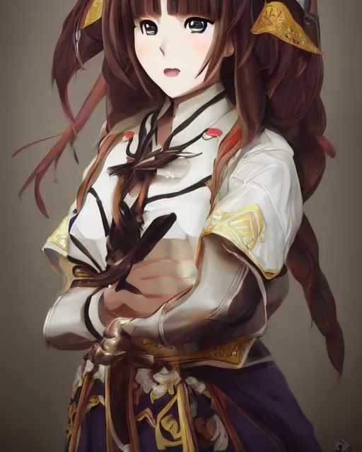 Image similar to an anime portrait of german anime girl cosplayer as a beautiful woman wearing a filipino traditional barong tagalog from skyrim, kantai collection, by stanley artgerm lau, wlop, rossdraws, james jean, andrei riabovitchev, marc simonetti, and sakimichan, trending on artstation