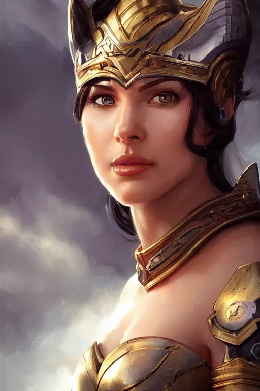 Image similar to amazon valkyrie athena, d & d, fantasy, portrait, highly detailed, headshot, digital painting, trending on artstation, concept art, sharp focus, illustration, art by artgerm and greg rutkowski and magali villeneuve