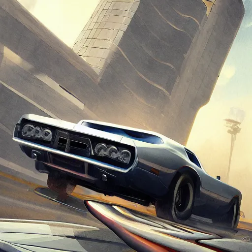 Prompt: redesigned old muscle car as new, elegant, digital painting, concept art, smooth, sharp focus, art style from Wang Ke and Greg Rutkowski and Bruce Kaiser and Scott Robertson and Dmitry Mazurkevich and Doruk Erdem and Jon Sibal, small style cue from Blade Runner and Minority Report and iRobots