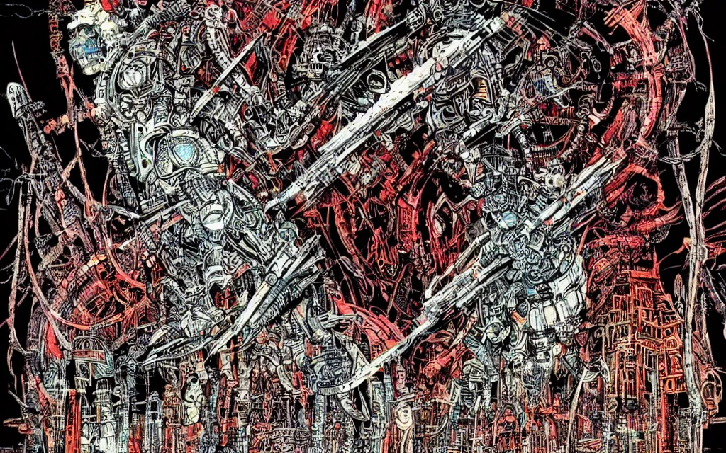 Image similar to techno - savage machine cult, perfect future, awarding winning digital art by philippe druillet