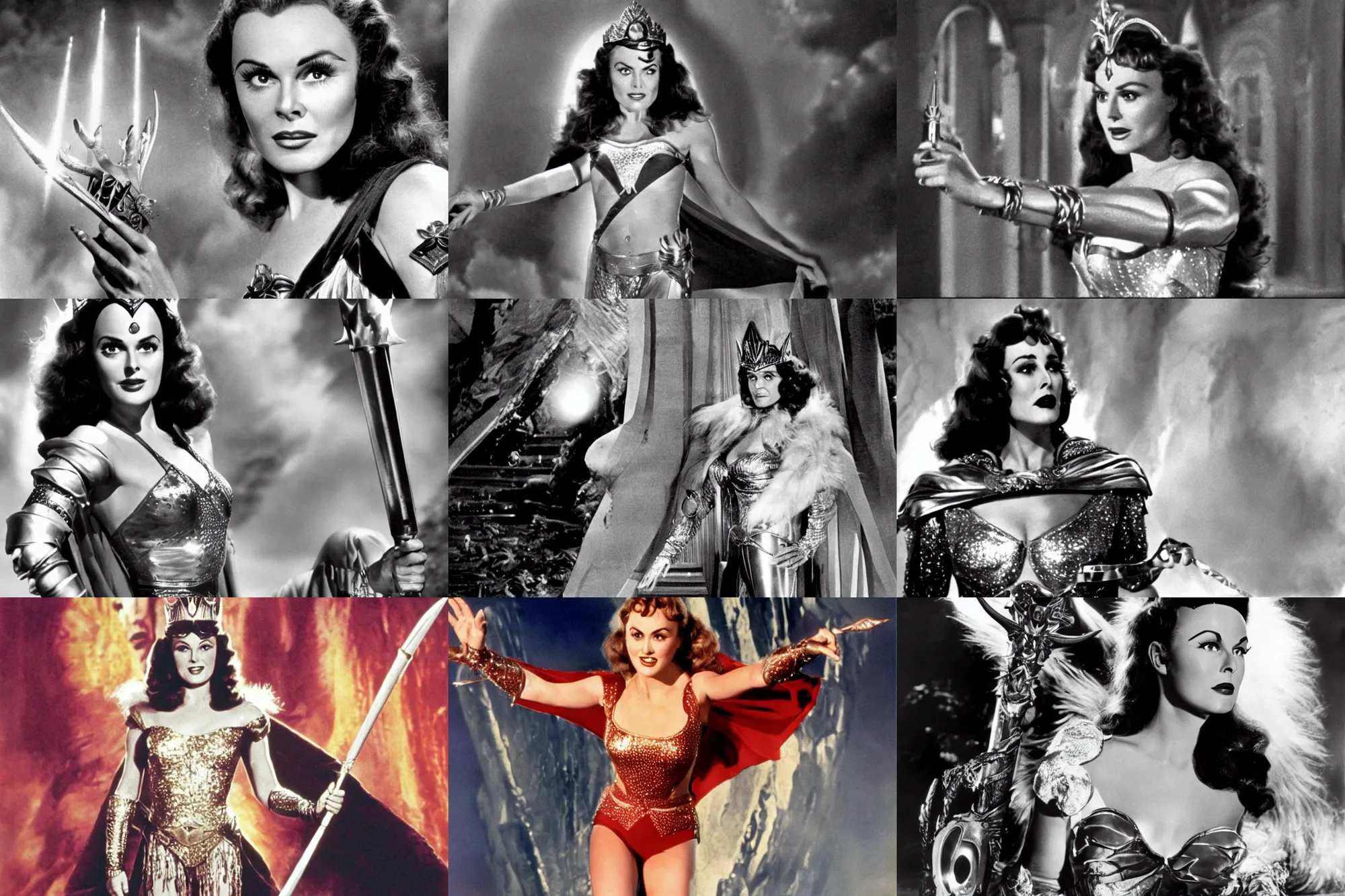 Prompt: Paulette Goddard as Princess Aura in Flash Gordon 1980, film still