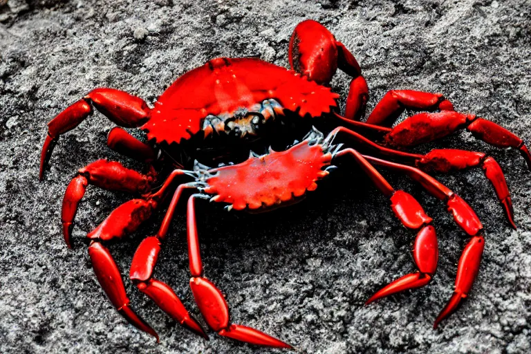 Prompt: crab - cosplay, in 2 0 1 2, bathed in the the glow of a fire, royalcore, crabcore, low - light photograph, photography by tyler mitchell