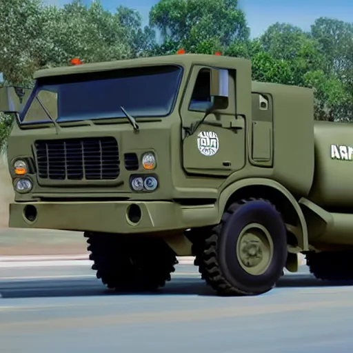 Prompt: high quality image of HIMARS in Cars Pixar Movie, digital art