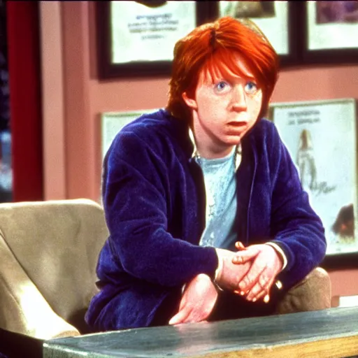 Image similar to ron weasley on an episode of seinfeld, sitcom,
