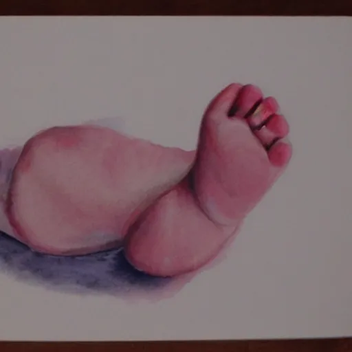 Image similar to a baby's foot, watercolour