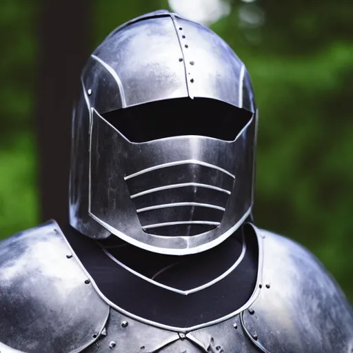 Prompt: a head and shoulders action portrait photo of a knight in obsidian armor