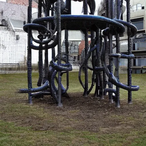 Prompt: a children's playground designed by hr giger