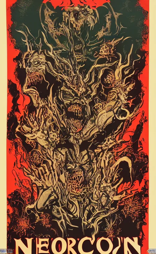 Image similar to cursed with necronomicon horrorcore cel animation poster depicting godlike rat being worshipped by heathens, intricate faces, metropolis, 1 9 5 0 s movie poster, post - processing, vector art