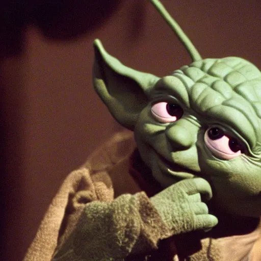 Prompt: yoda in the muppet show