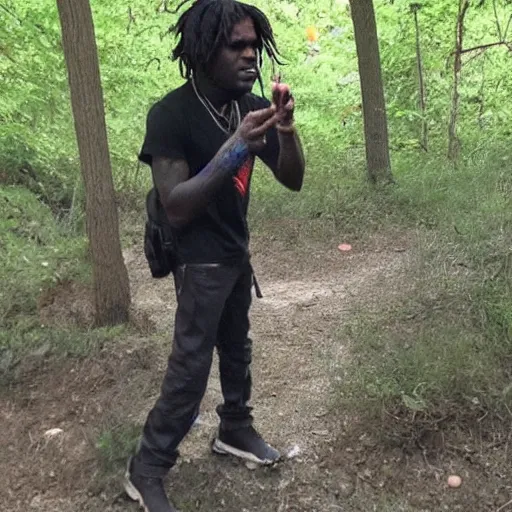 Prompt: trailcam footage of chief keef