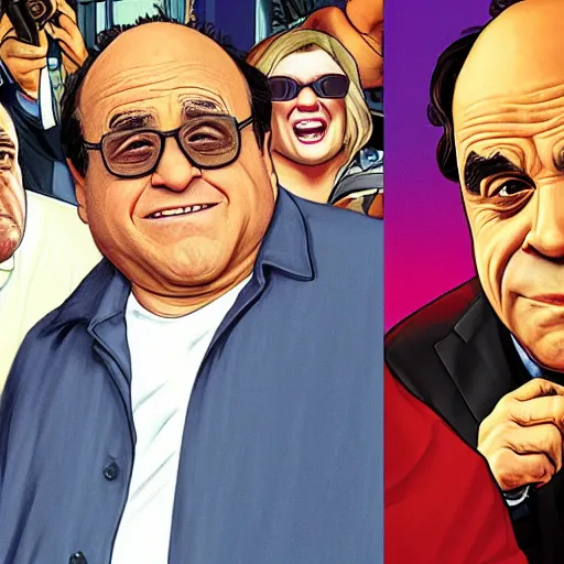 Image similar to Danny Devito GTA 5 cover art