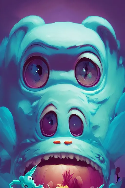 Image similar to smurf ghost creature animal sushi cristal very big eye roots cactus elemental flush of force nature micro world fluo fishscale, behance hd by jesper ejsing, by rhads, makoto shinkai and lois van baarle, ilya kuvshinov, rossdraws radiating a glowing aura global illumination ray tracing hdr