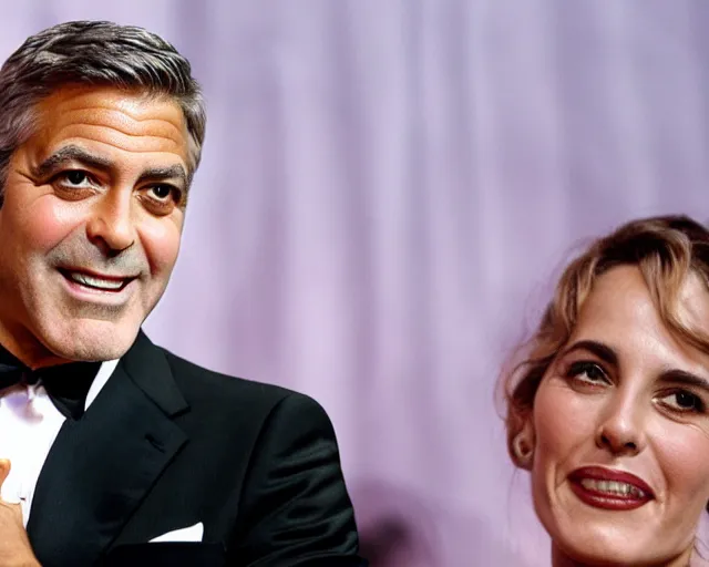 Prompt: george clooney on the face of canadian loonie coin