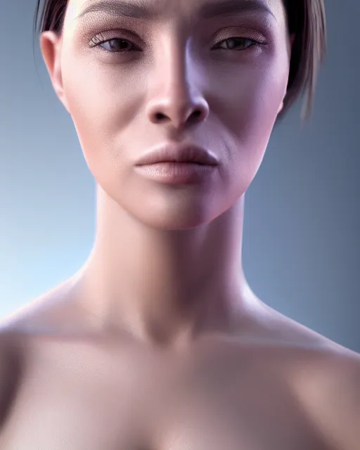 Image similar to realistic portrait of futuristic woman, ultra realistic, 8k