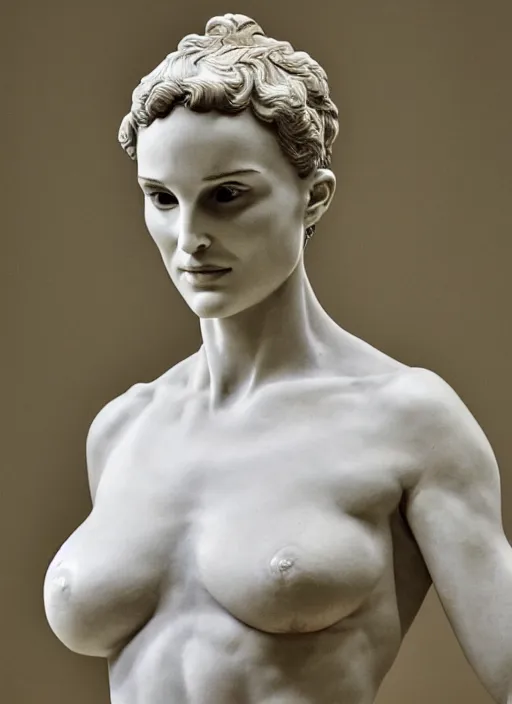 Prompt: Michelangelo's statue of Natalie Portman, highly detailed, 8k