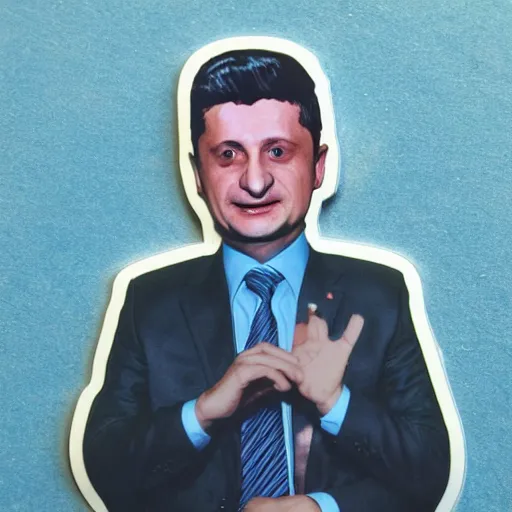 Image similar to volodymyr zelenskyy, president of ukraine. face like in his photographs. intricate sticker design by andy warhol