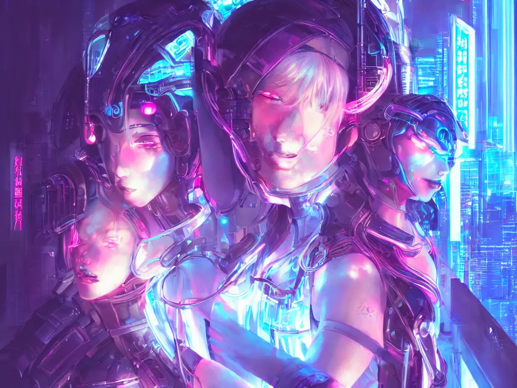 Prompt: portrait anime visual futuristic female cyber warrior, on cyberpunk neon light tokyo rooftop, ssci - fi and fantasy, intricate and very beautiful, concept art, smooth, illustration, art by rossdraws and taekwon kim / a - rang, luxearte and liya nikorov and rongzhen luo