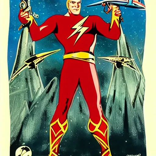 Prompt: concept art for flash gordon ( 1 9 8 0 ) sequel