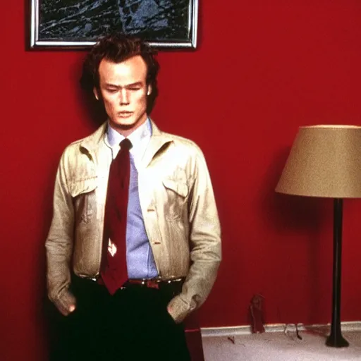 Prompt: dirty harry in the red room in twin peaks